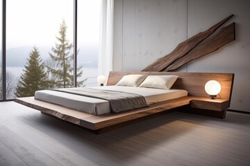 Coastal Zen: Minimalist Wooden Bed Frame Bedroom with a Relaxing Vibe