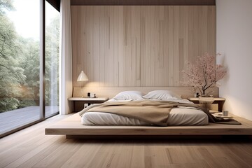 Zen-Inspired Minimalist Bedrooms: Contemporary Wooden Floor Serenity