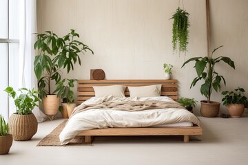 Zen Greenery: Nature-Infused Minimalist Bedrooms with House Plant Harmony