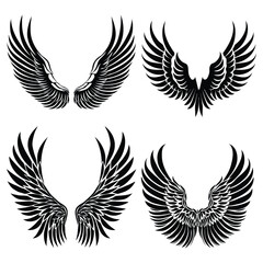 Vector free vector flat design angel eagle wings silhouette