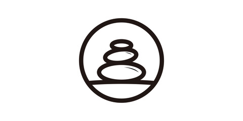 stone logo design with minimalist line style, logo design template, symbol, icon, creative.
