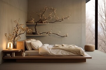 Twig Decor Zen: Nature's Touch in Minimalist Bedrooms