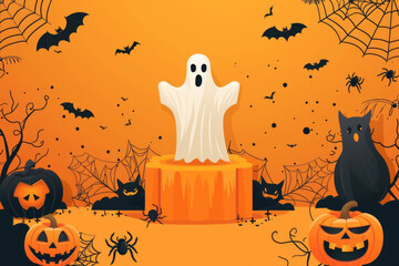 Pedestal design Halloween background with Halloween elements