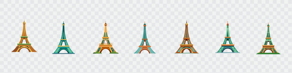 Eiffel tower icon, Eiffel towers in Paris. Eiffel Tower icons, Travel and holiday symbols, Eiffel Tower icon, Paris. France flat vector illustration. The tower icon is isolated on a white background.
