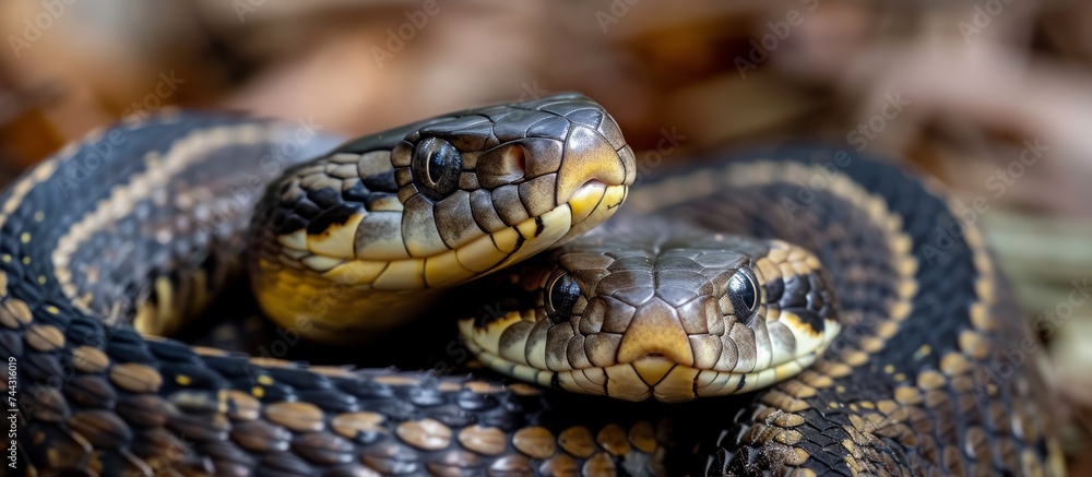 Poster detailed close up of a frightening snake with its mouth wide open in a warning display