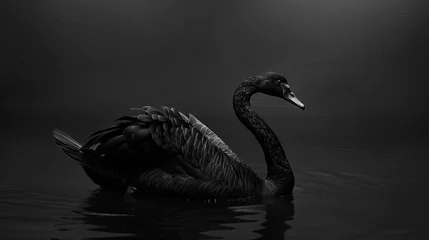 Selbstklebende Fototapeten Black swan - swimming in the water with elegance for a black swan event © Brian