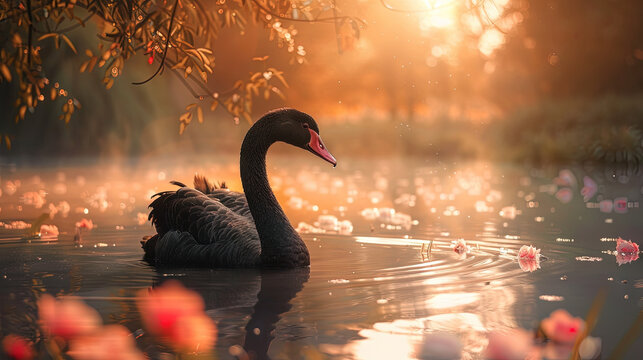 Black swan - swimming in the water with elegance for a black swan event