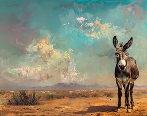 Fotobehang Donkey photo on the desert © Taran