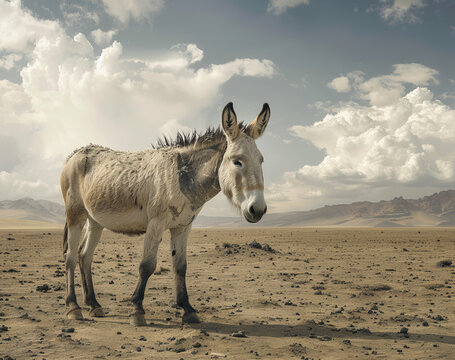 Donkey photo on the desert
