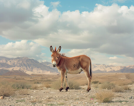 Donkey photo on the desert