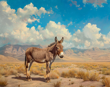 Donkey photo on the desert
