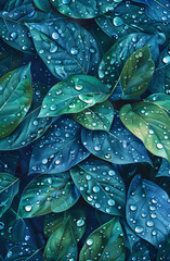 Cool-Toned Leaves Blending Effortlessly in Nature's Harmonious Composition