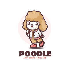Vector Logo Illustration Poodle Mascot Cartoon Style.