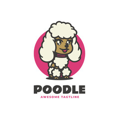 Vector Logo Illustration Poodle Mascot Cartoon Style.