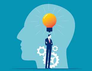 Business person with critical thinking mind. Vector illustration concept