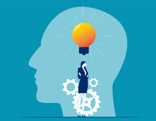 Business person with critical thinking mind. Vector illustration concept