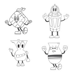 RAMADHAN RETRO CHARACTER VECTOR BLACK AND WHITE