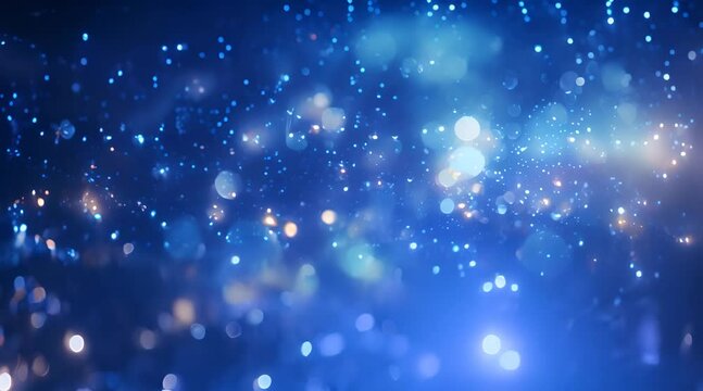 Sparkles flickering on the background, bokeh spots, blue background