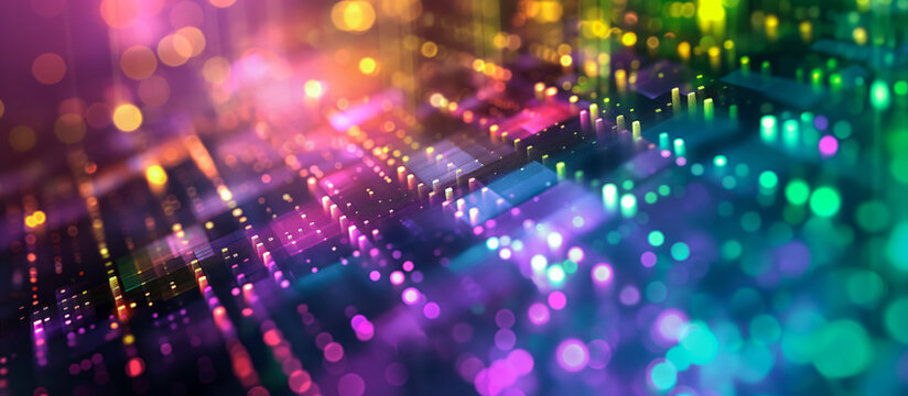 High tech abstract holographic background - Blockchain Distributed Ledger Technology DTL Consensus Algorithm and cryptographic hash function concept illustration