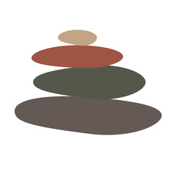 Vector Illustration of balance made of colored stones. Balance concept. Zen stones flat design style. Isolated in white background in eps 10.