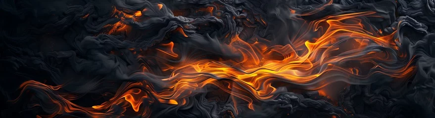 Foto auf Alu-Dibond Earthen Inferno Eruptive Lava Patterns Across Charred Landscape © Sol Revolver Group