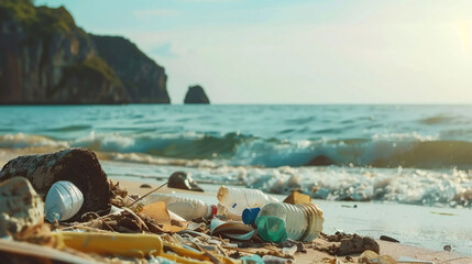 Fototapeta na wymiar Ocean Dumping - Total pollution on a Tropical beach