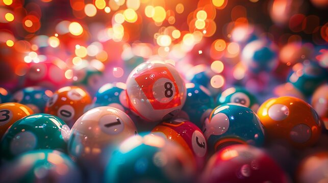 The dynamic scene captures lottery balls in motion, creating a sense of anticipation and celebration - Powered by Adobe