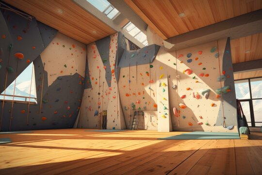 Rock climbing gym mockup. Safety sport. Generate Ai