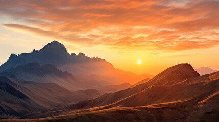 A remote and beautiful mountain range at sunrise