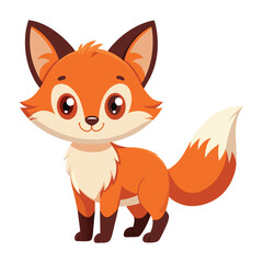 Vector of illustration Cartoon cute Fox on white