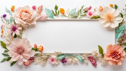Obraz na płótnie Canvas a set of three floral frames on a white background