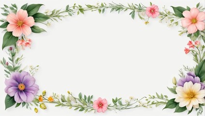 a set of three floral frames on a white background