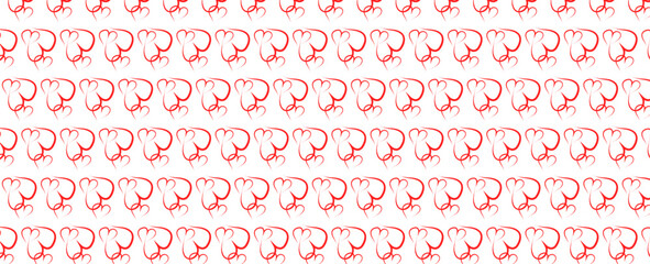 Abstract seamless pattern with red stylized hearts on pink background. Endless background. Minimal design for Valentine's day or wedding. banner, cover, flyer, poster, brochure. Vector illustration