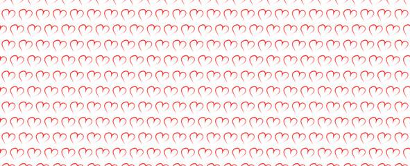 Abstract seamless pattern with red stylized hearts on pink background. Endless background. Minimal design for Valentine's day or wedding. banner, cover, flyer, poster, brochure. Vector illustration