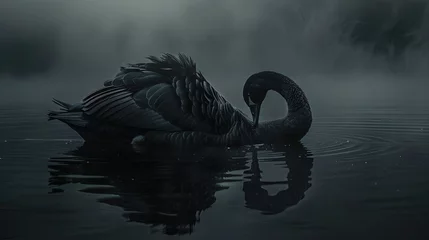 Gordijnen Full body portrait of black swan © Brian