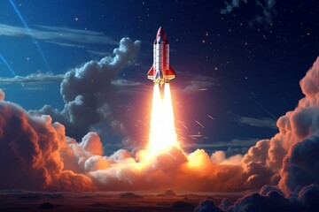 Rocket ship startup. Booster design. Generate Ai