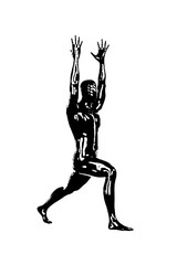 black vector image silhouette modern yoga exercises, beauty, body line art. For use as a brochure template or for use in web design