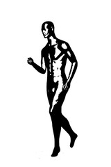 Fototapeta na wymiar black vector image silhouette modern muscular body exercises, beauty, body line art. For use as a brochure template or for use in web design