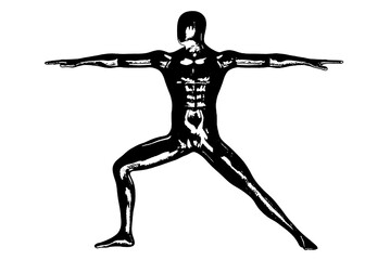 black vector image silhouette modern yoga exercises, beauty, body line art. For use as a brochure template or for use in web design