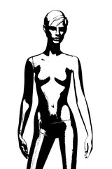 silhouette of woman standing black and white vector image