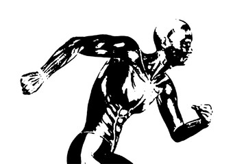 black vector image silhouette modern muscular body exercises, beauty, body line art. For use as a brochure template or for use in web design