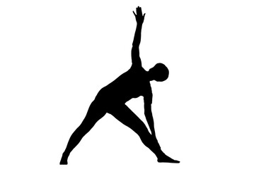 black vector image silhouette modern yoga exercises, beauty, body line art. For use as a brochure...