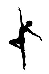 Fototapeta na wymiar standing woman silhouette black and white vector image modern dancer, beauty, female body line art. For use as a brochure template or for use in web design