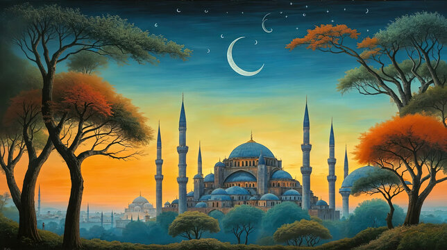 mosque at sunset - Aya Sofia - Hagia Sophia Mosque
