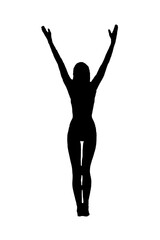 Fototapeta na wymiar standing woman silhouette black and white vector image modern dancer, beauty, female body line art. For use as a brochure template or for use in web design