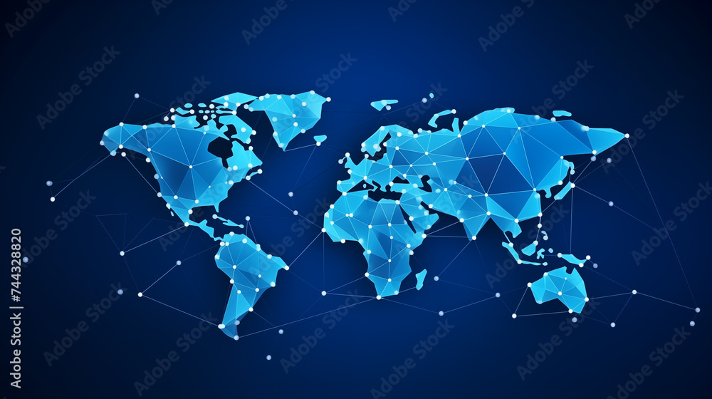 Aufkleber map of the planet. world map. global social network. future. vector. blue futuristic background with
