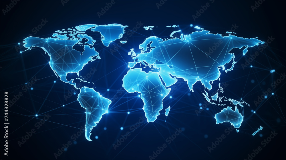 Aufkleber map of the planet. world map. global social network. future. vector. blue futuristic background with