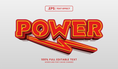 Design editable text effect, power 3d concept vector illustration