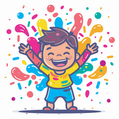 Obraz na płótnie Canvas Abstract Colorful Painted Hands Of Little Children Happy Holi background, illustration of colorful Happy Holi Background for Festival of Colors celebration greetings