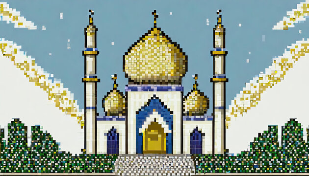 illustration of a mosque pixer art